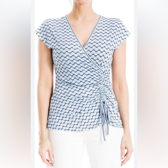 Max Studio Women's Crepe Short Sleeve Faux Wrap Top NWOT Size S and M - Picture 1 of 8